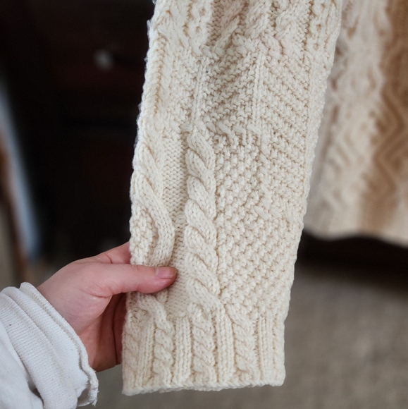 RALPH LAUREN 100% WOOL Snowflake Nordic Hand Knit Cream Sweater Cabincore Lrg - Picture 9 of 10